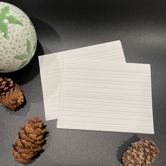 Lace Scallops Embossed Holiday Cards, White Holiday Cards Set, Handmade Elegant - Picture 3 of 5